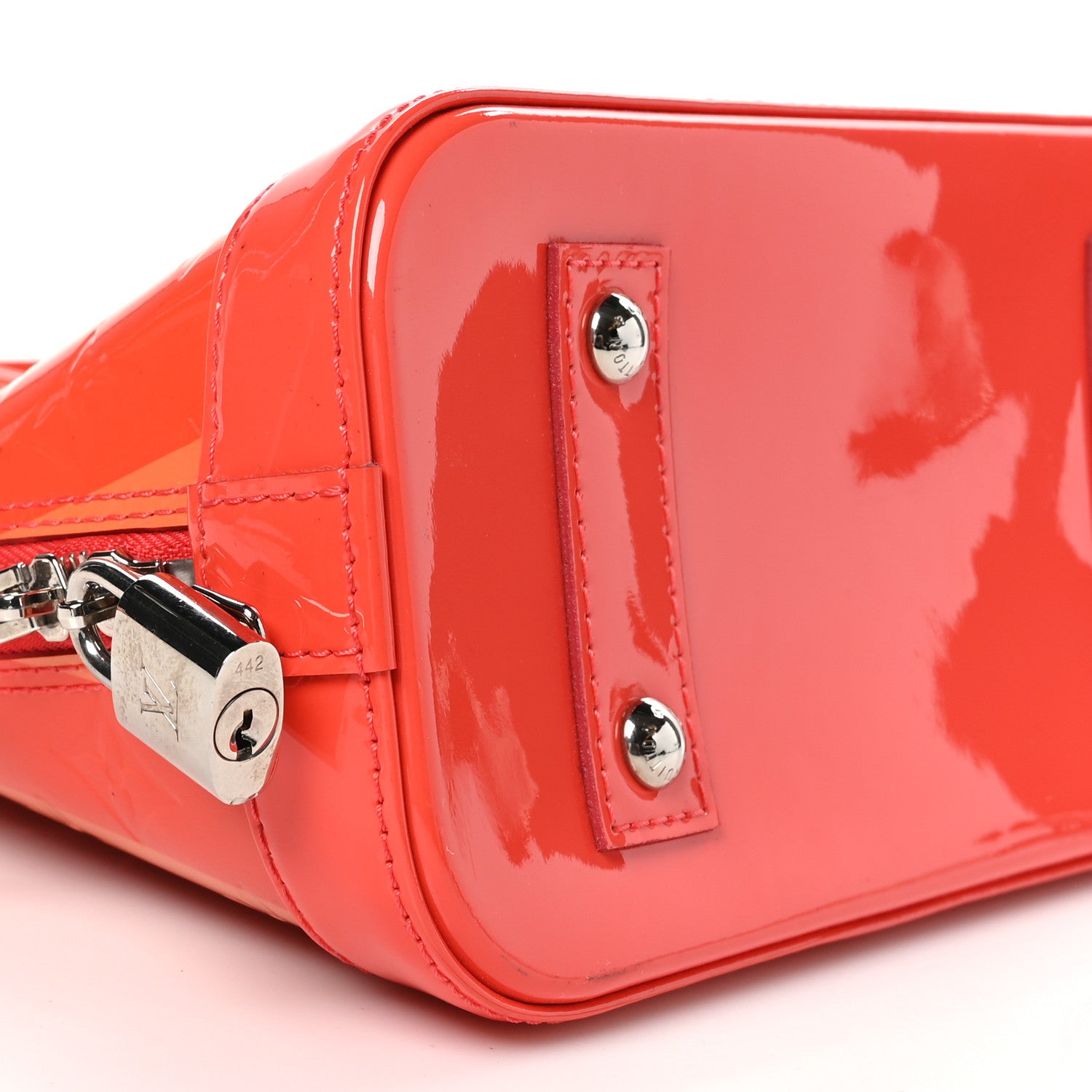 Louis Vuitton Vernis Rayures Alma BB Poppy 8 of 10