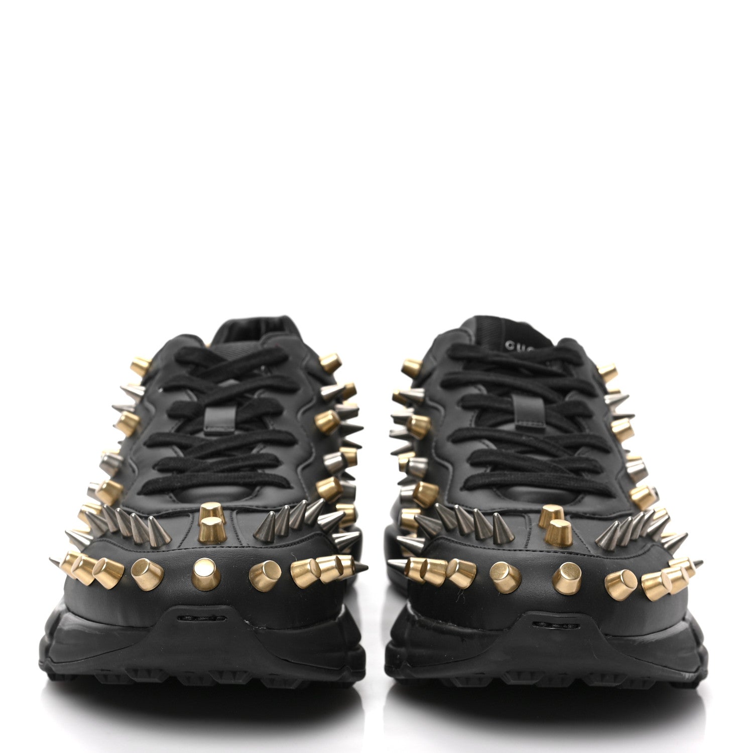 Gucci Demetra Spike Studded Mens Rhyton Sneakers 9.5 Black 2 of 9