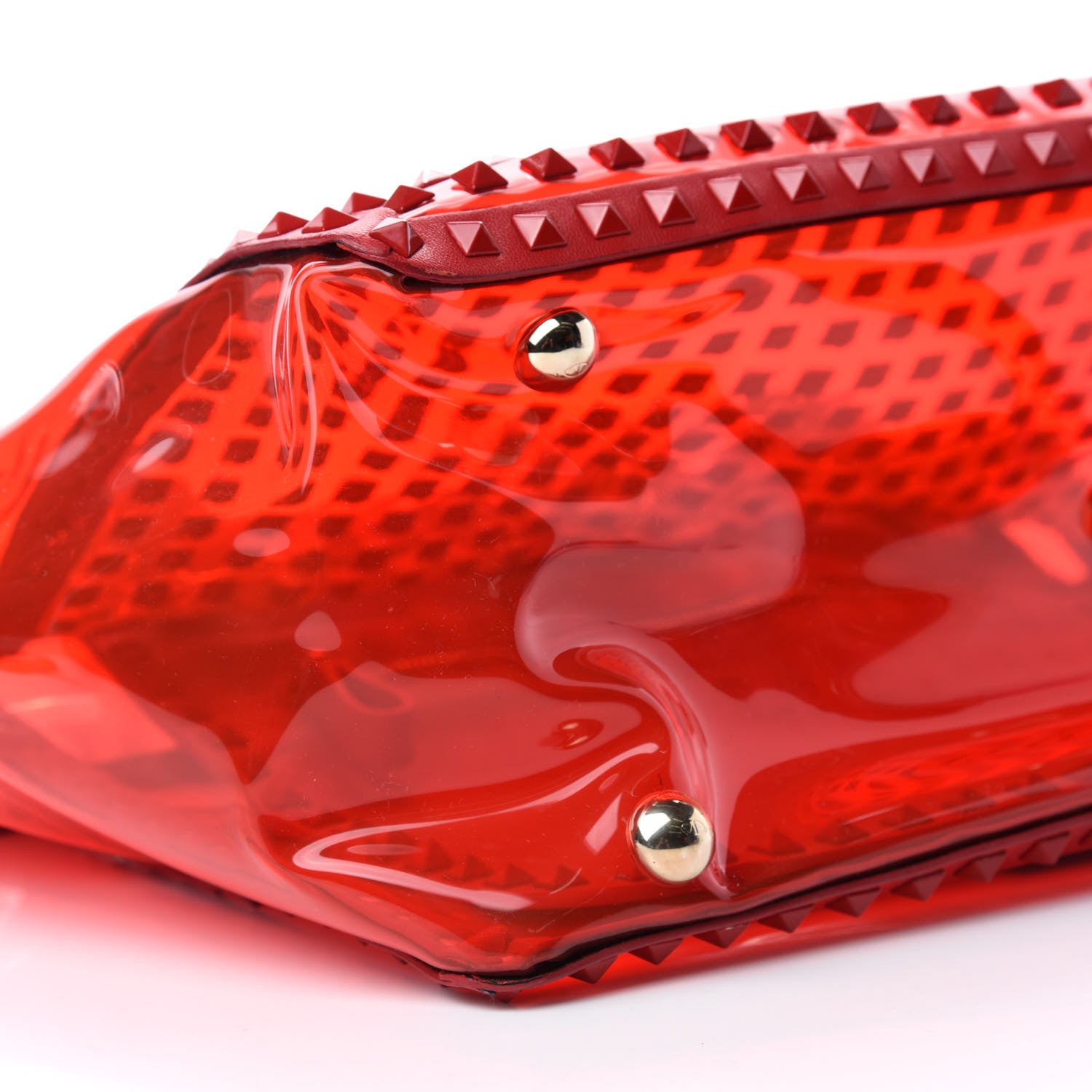 Valentino Garavani PVC Nappa Medium Rockstud Tote Red 6 of 9