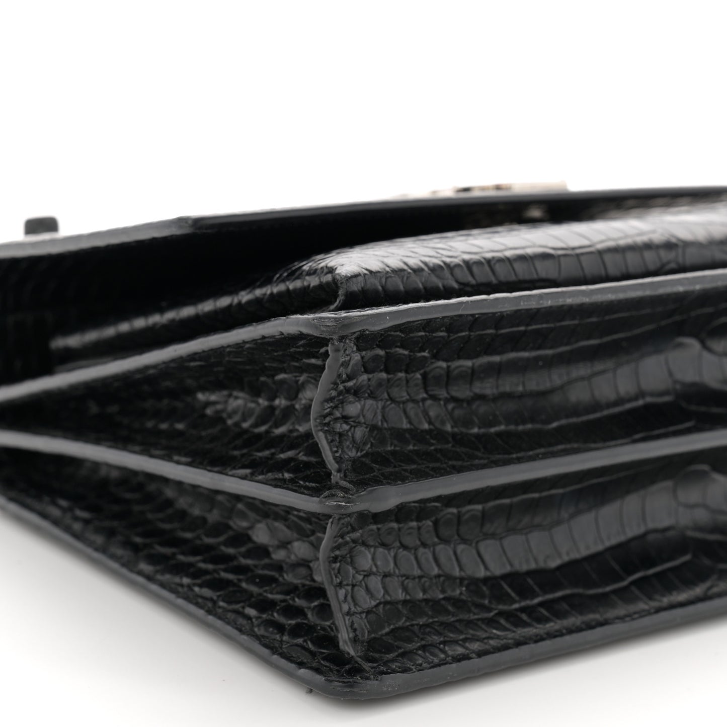 Calfskin Crocodile Embossed Medium Monogram Sunset Black
