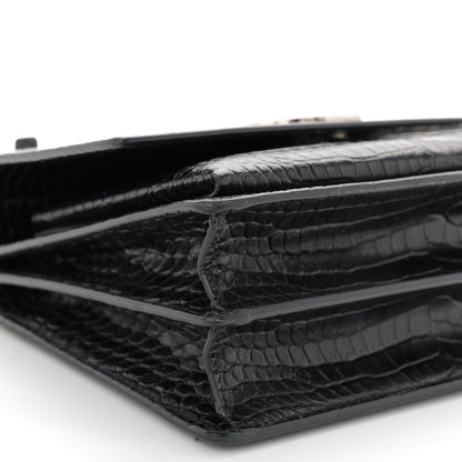 Saint Laurent Calfskin Crocodile Embossed Medium Monogram Sunset Black 9 of 10