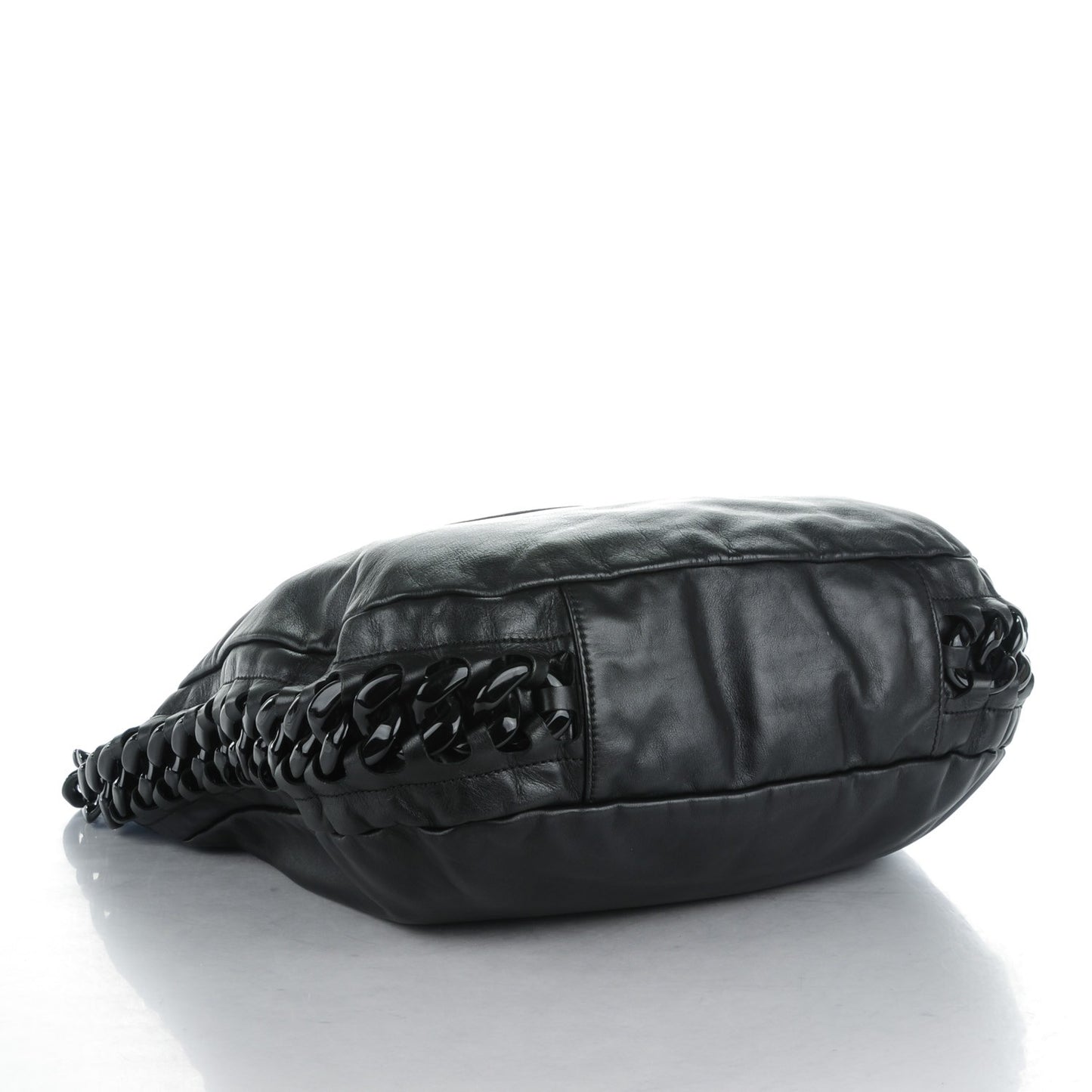 Calfskin Modern Chain Rhodoid Hobo Black