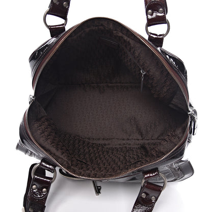 Christian Dior Patent Crocodile Embossed Medium Gaucho Double Saddle Bag Dark Brown 5 of 10