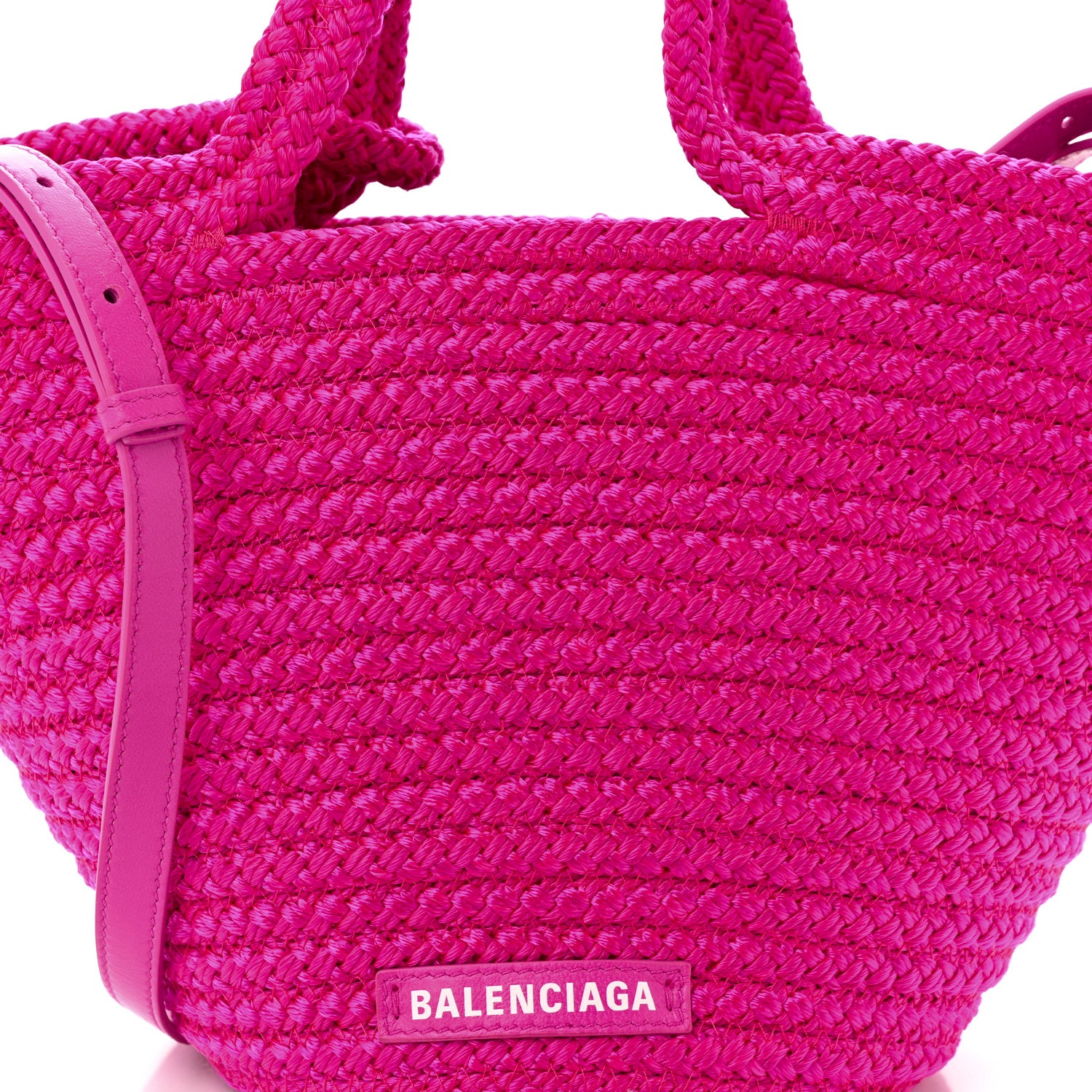 Balenciaga Nylon Lambskin Woven Small Ibiza Basket With Strap Lipstick Pink 8 of 10