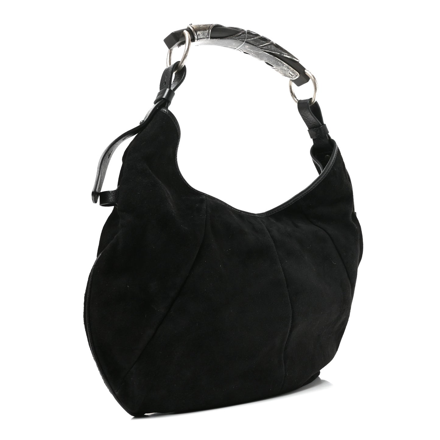Suede Buffalo Horn Mombasa Hobo Black