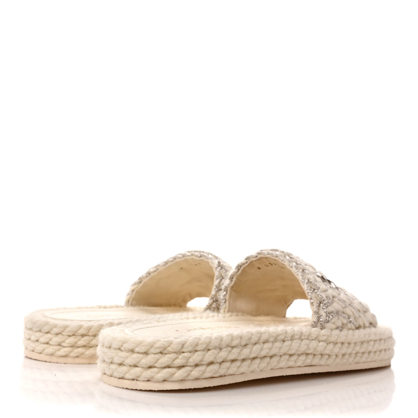 Braided Knit CC Mules 39 Ecru