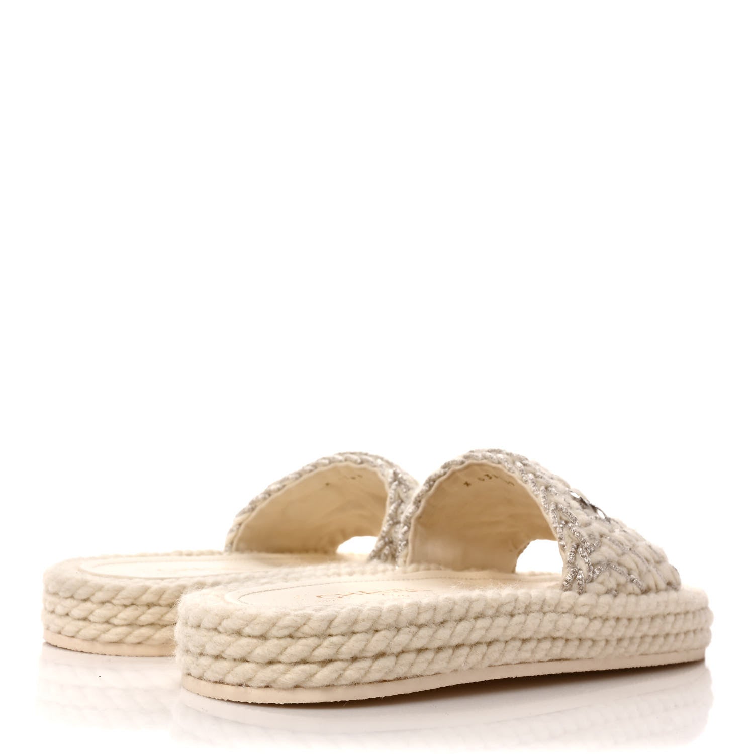 Chanel Braided Knit CC Mules 39 Ecru 4 of 8