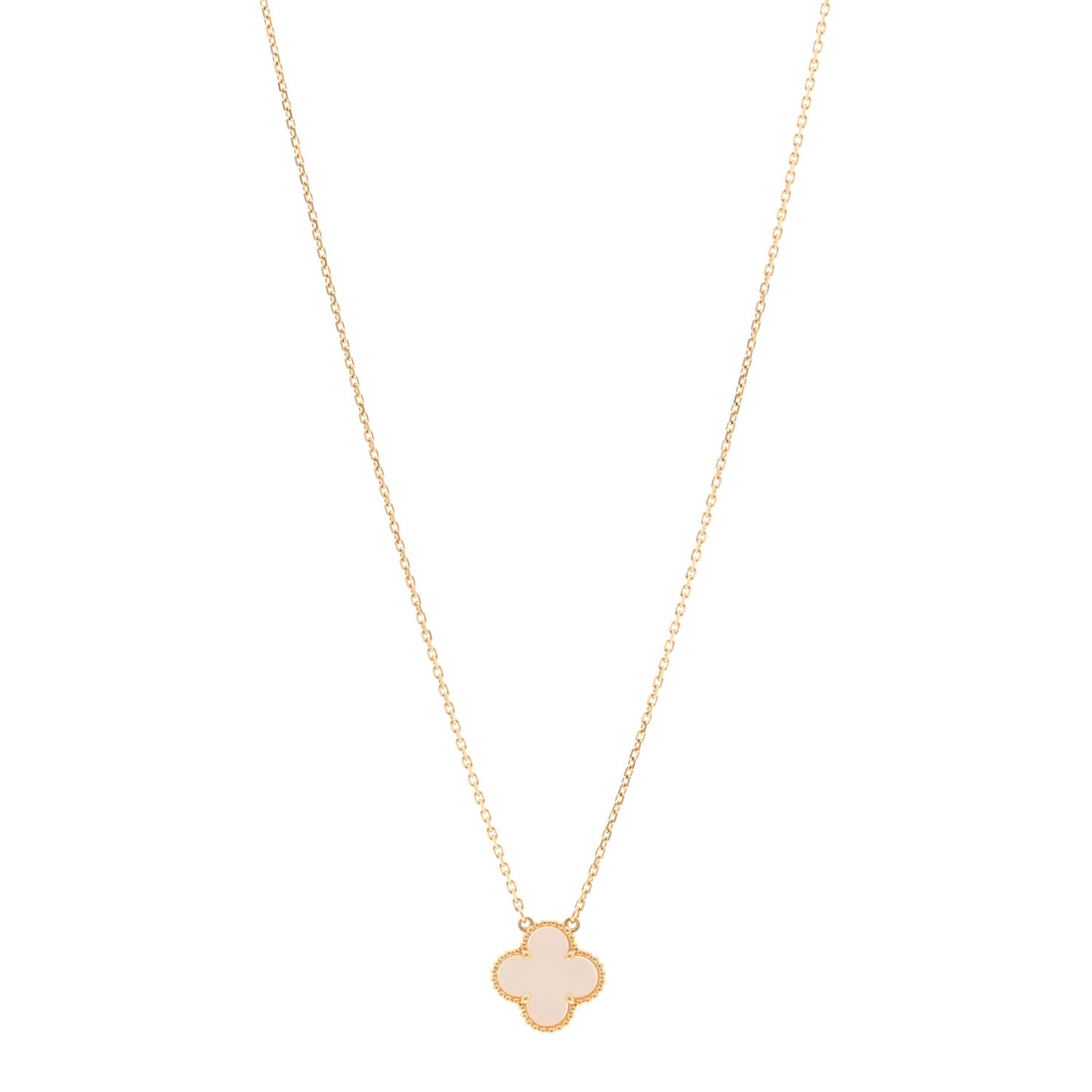 18K Yellow Gold Mother of Pearl Vintage Alhambra Pendant Necklace
