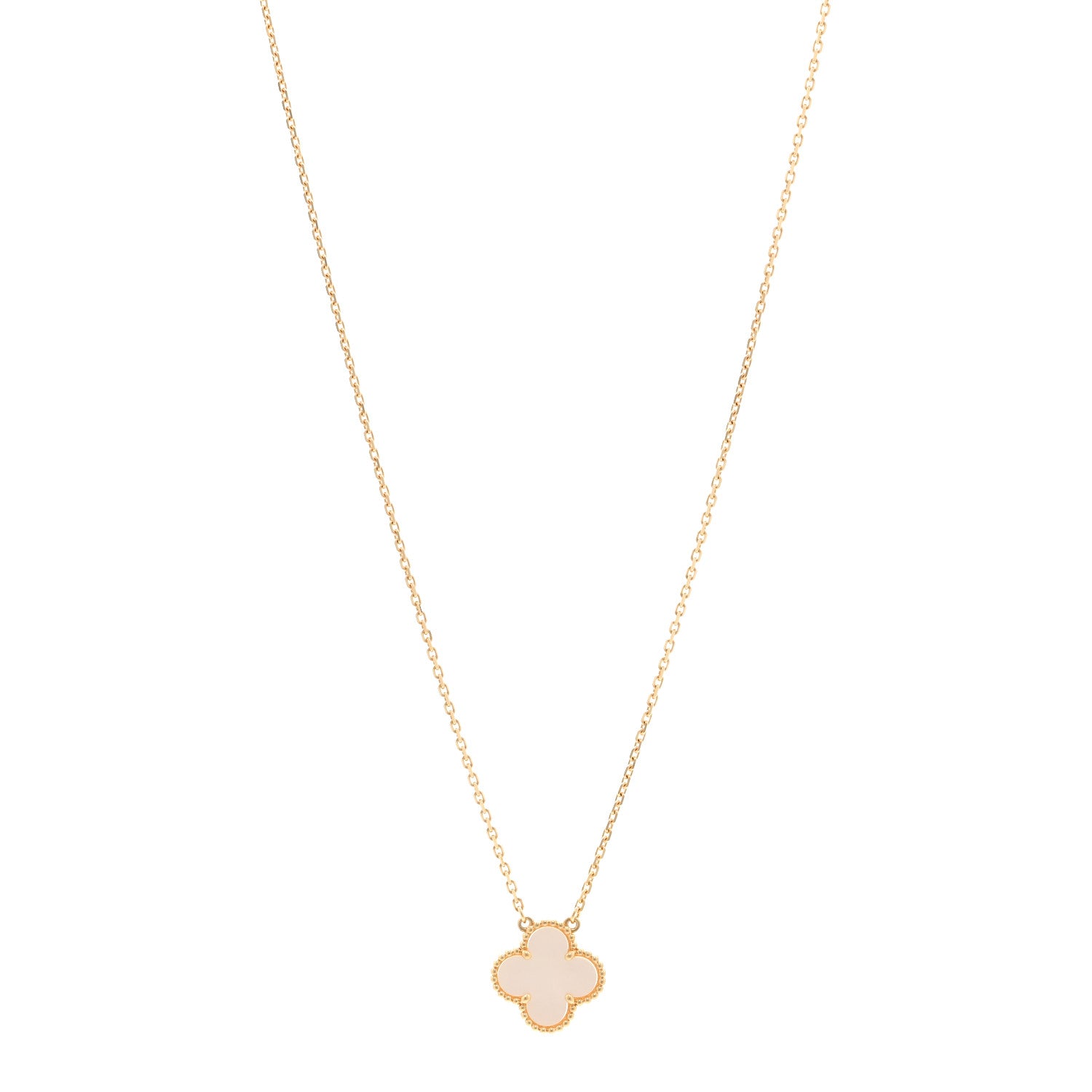 Van Cleef & Arpels 18K Yellow Gold Mother of Pearl Vintage Alhambra Pendant Necklace 1 of 6