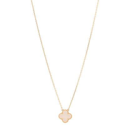 Van Cleef & Arpels 18K Yellow Gold Mother of Pearl Vintage Alhambra Pendant Necklace 1 of 6
