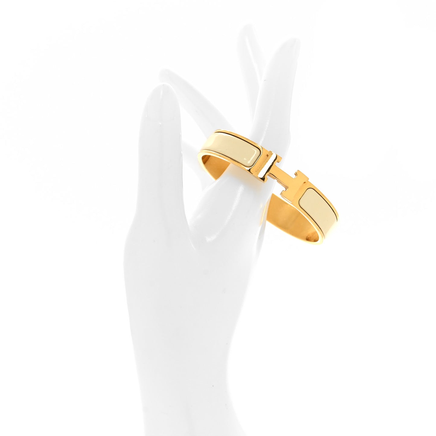 Enamel Narrow Clic Clac H Bracelet PM White