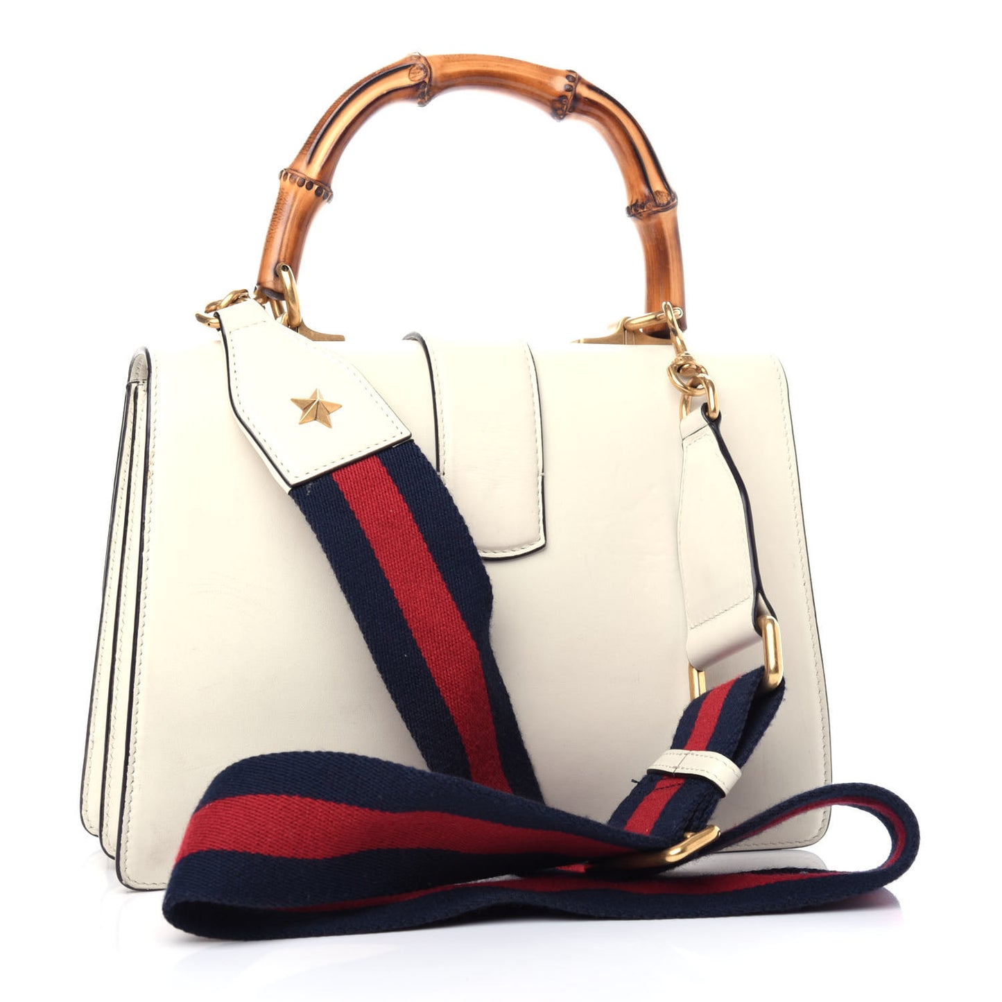 Calfskin Bamboo Web Medium Dionysus Top Handle Bag White Blue Hibiscus Red