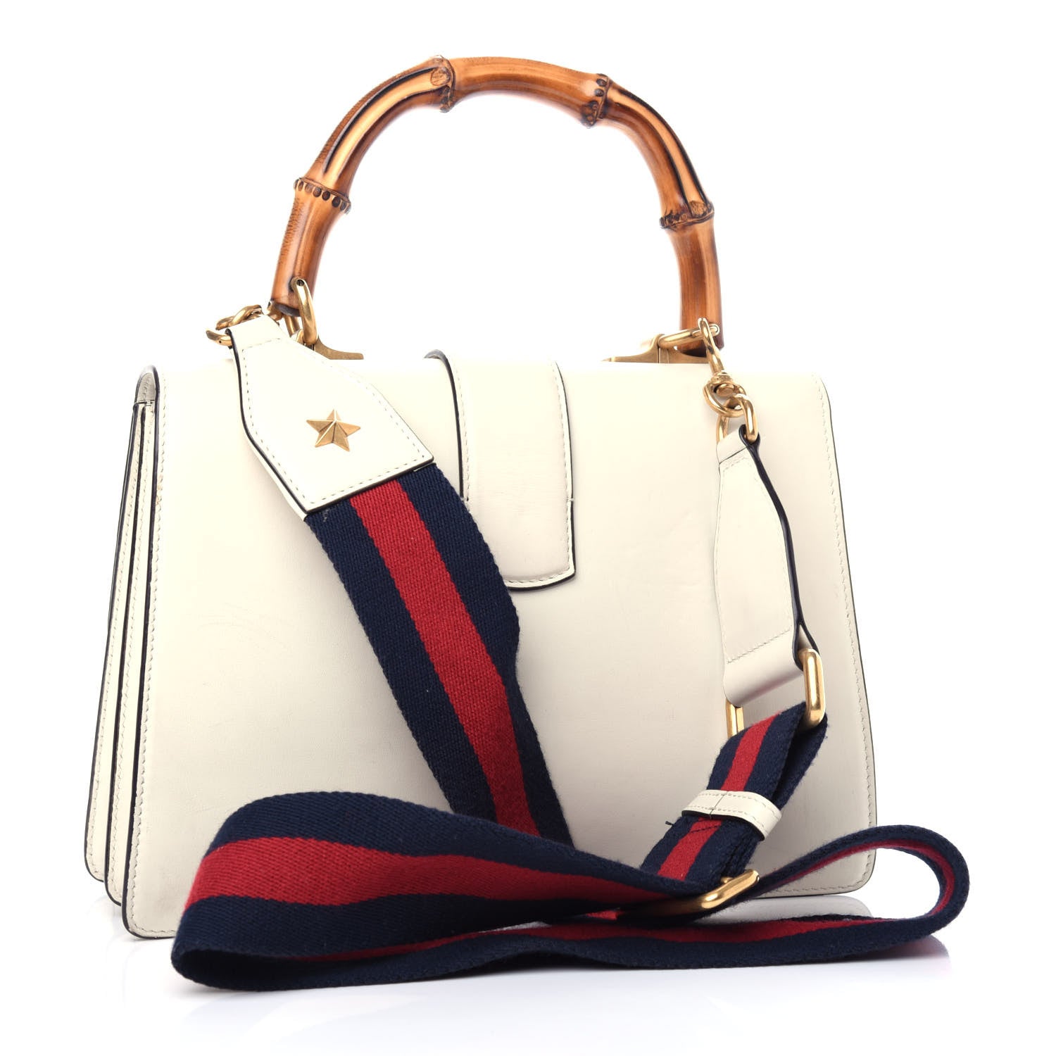 Gucci Calfskin Bamboo Web Medium Dionysus Top Handle Bag White Blue Hibiscus Red 4 of 12