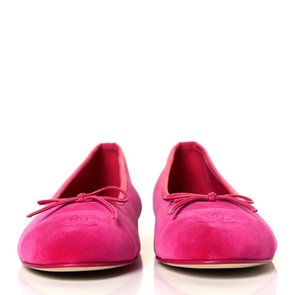 Chanel Velvet Cap Toe Ballerina Flats 41 Pink 3 of 9