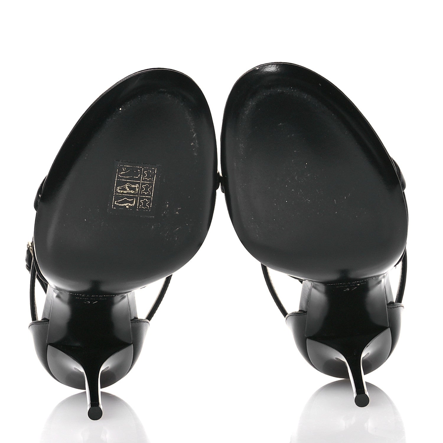 Saint Laurent Calfskin Cassandra 100 Ankle Strap Sandals 37 Black 6 of 9