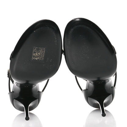 Saint Laurent Calfskin Cassandra 100 Ankle Strap Sandals 37 Black 6 of 9