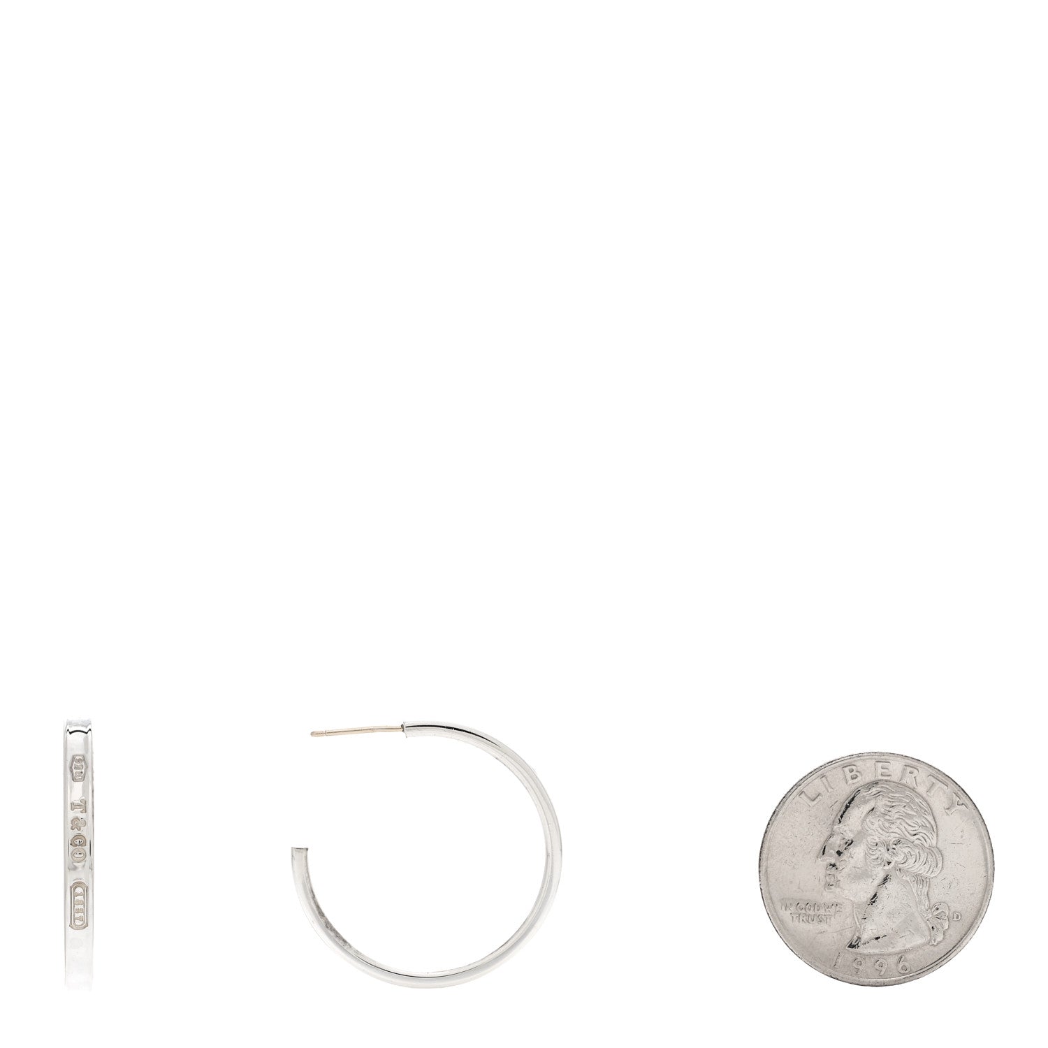 Tiffany Sterling Silver Medium Narrow 1837 Hoop Earrings 2 of 4