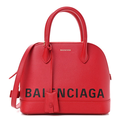 Balenciaga Signature Grained Calfskin Logo S Ville Top Handle Bag Rouge Lantern Black 1 of 13