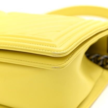 Chanel Calfskin Chevron Quilted Medium Boy Flap Yellow 10 of 14