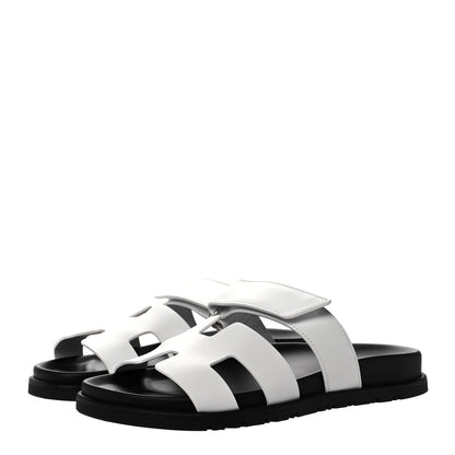 Hermes Calfskin Womens Chypre Sandals 38 White 3 of 8