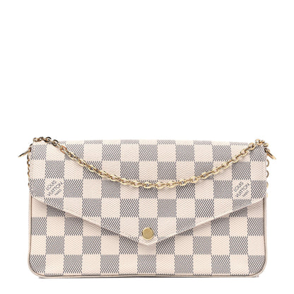 Louis Vuitton Damier Azur Pochette Felicie Chain Wallet Rose Ballerine 1 of 5