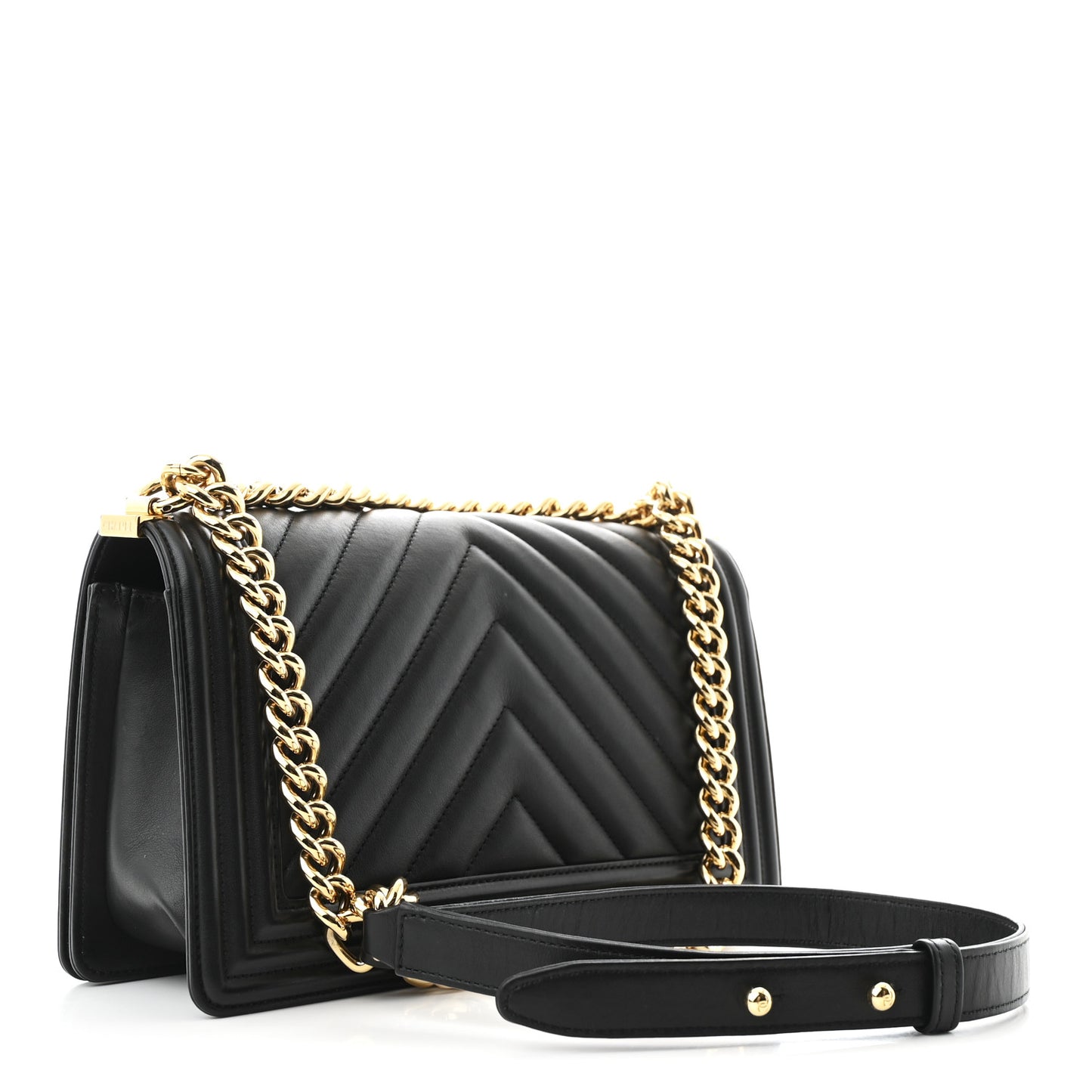 Lambskin Chevron Quilted Medium Boy Flap Black