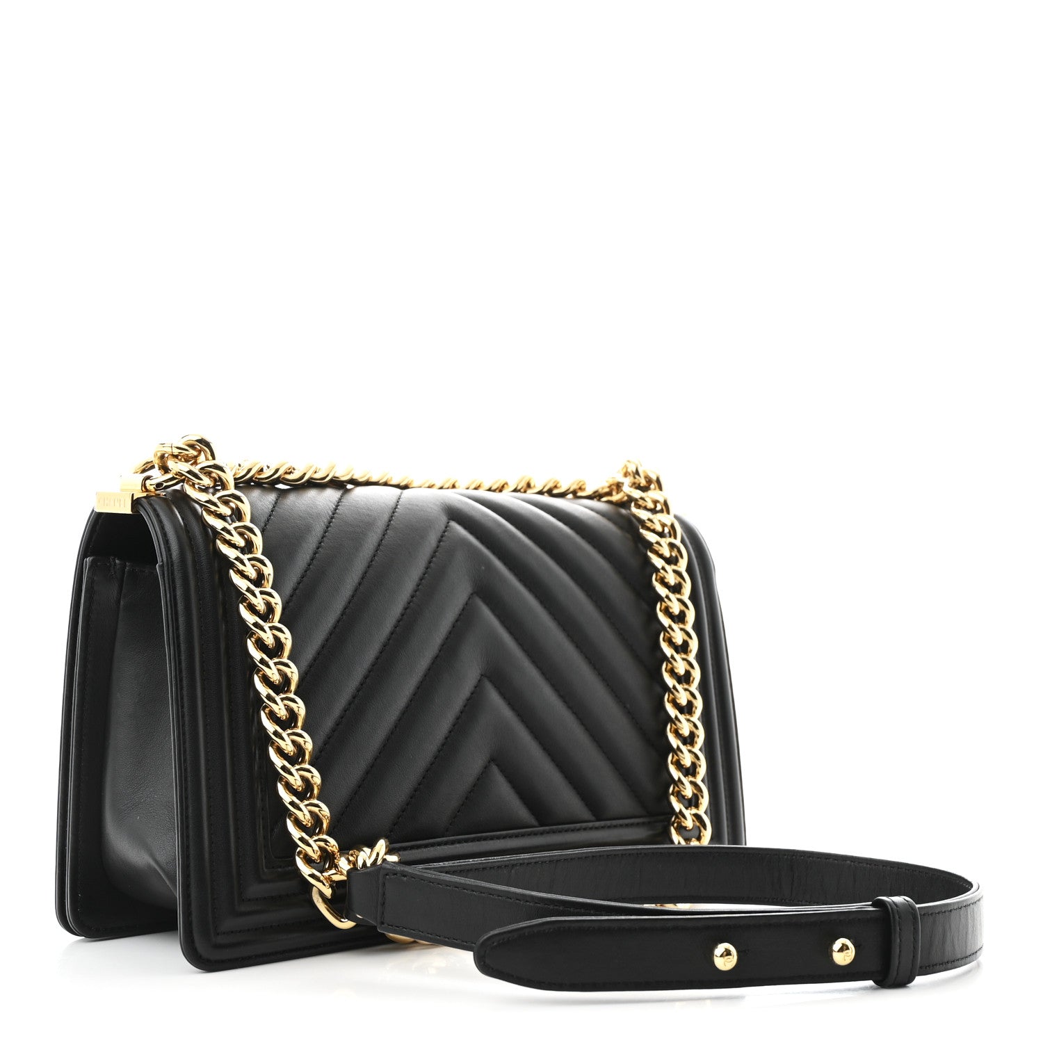 Chanel Lambskin Chevron Quilted Medium Boy Flap Black 3 of 11
