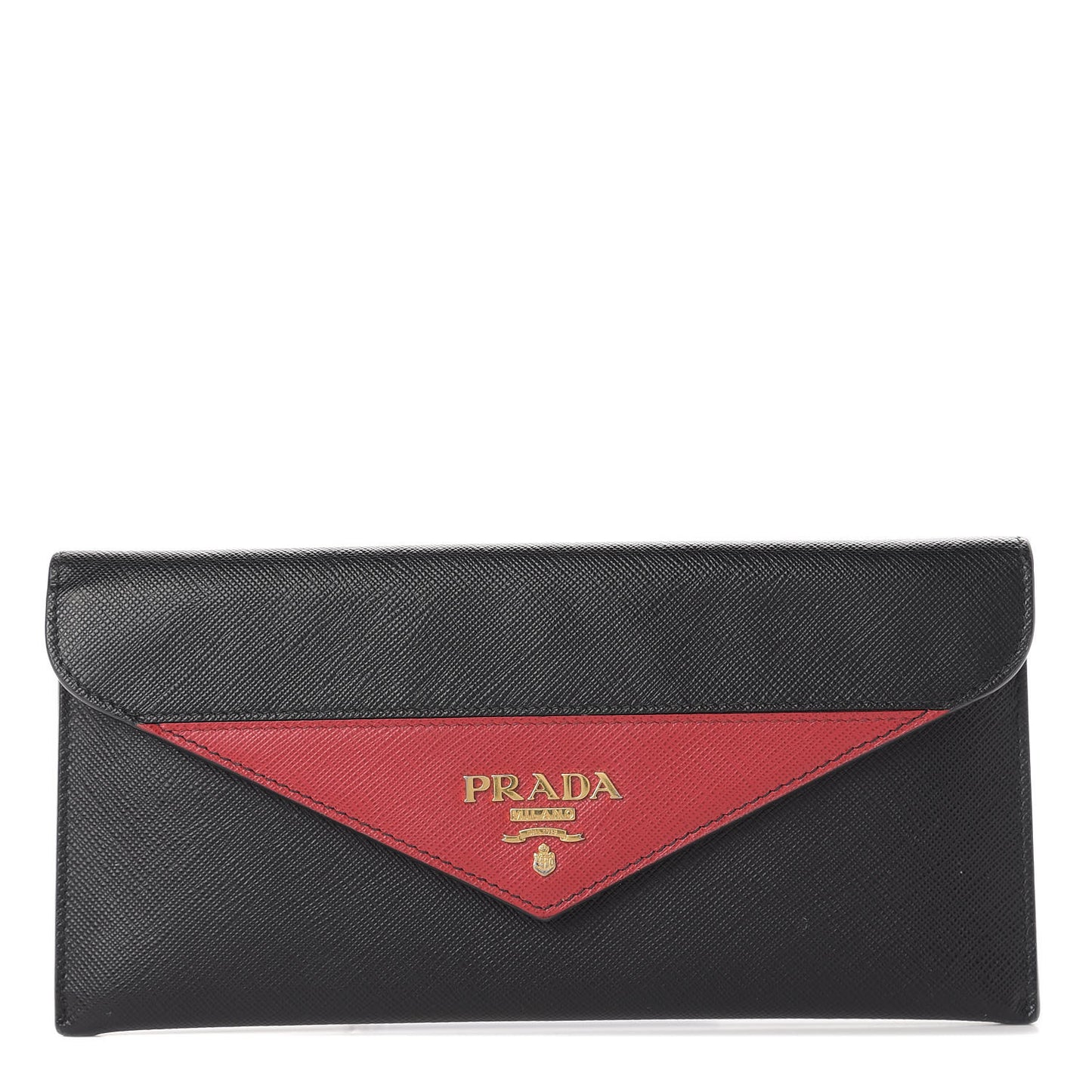 Saffiano Bi-Color Envelope Wallet Black Fuoco
