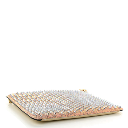 Christian Louboutin Metallic Calfskin Glitter Quadro Spikes Loubiclutch Rosegold 4 of 9