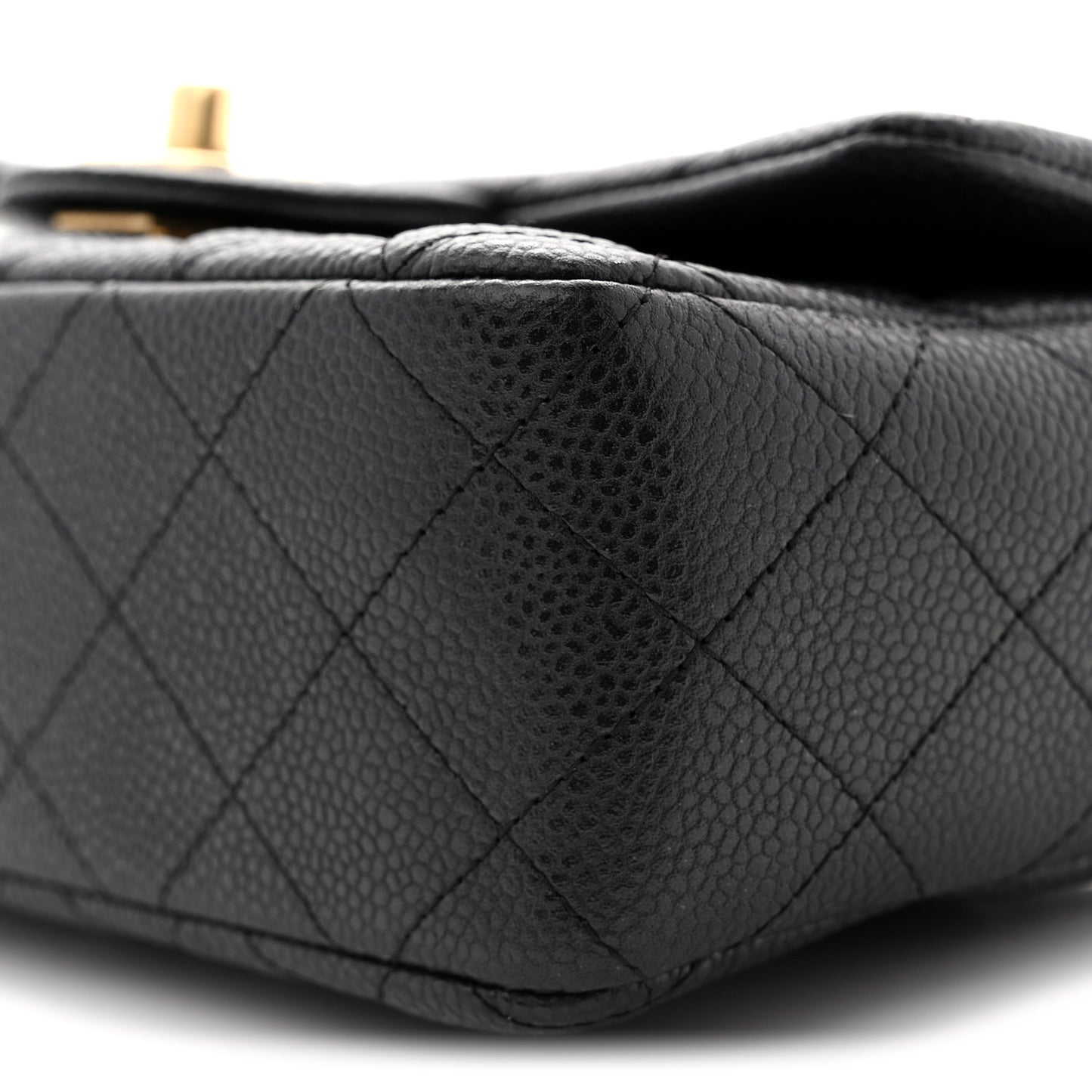 Metallic Caviar Quilted Mini Rectangular Flap Black