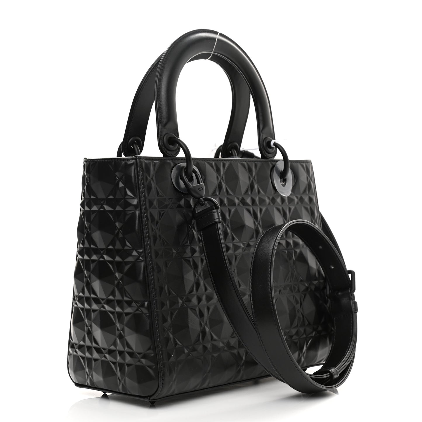 Calfskin Cannage Diamond Cannage Medium Lady Dior Black