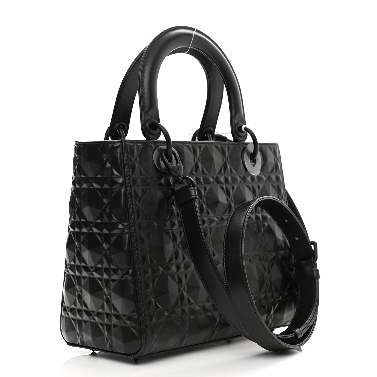 Christian Dior Calfskin Cannage Diamond Cannage Medium Lady Dior Black 3 of 10