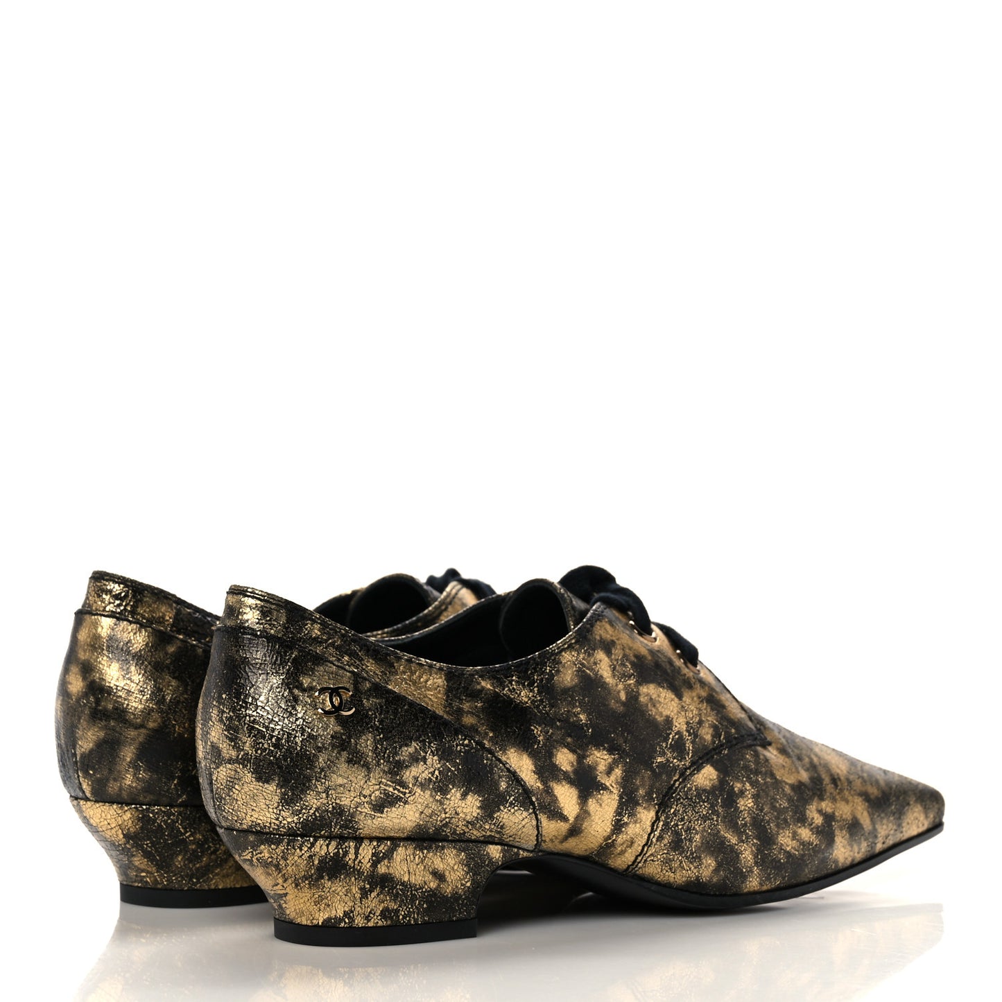 Laminated Goatskin Lace Up Oxford 38 Gold
