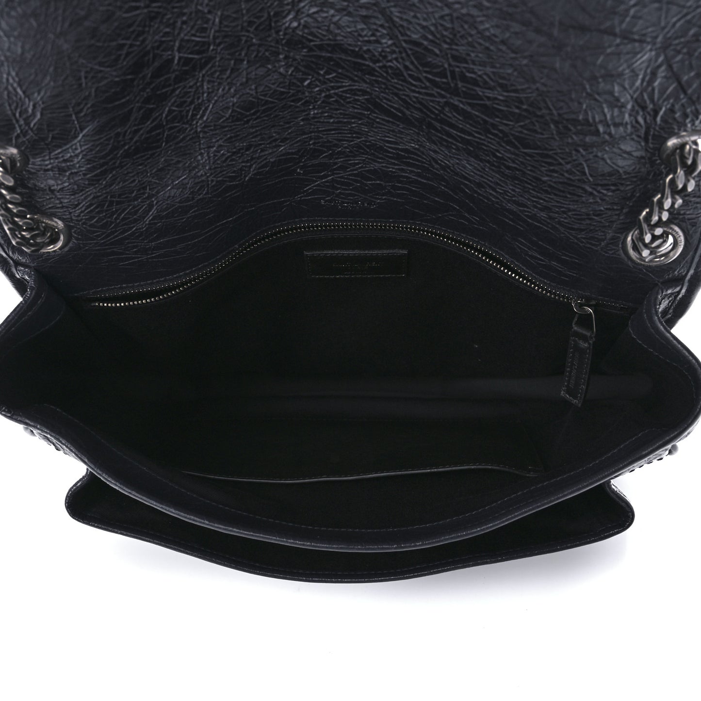 Crinkled Calfskin Matelasse Monogram Large Niki Chain Satchel Deep Marine