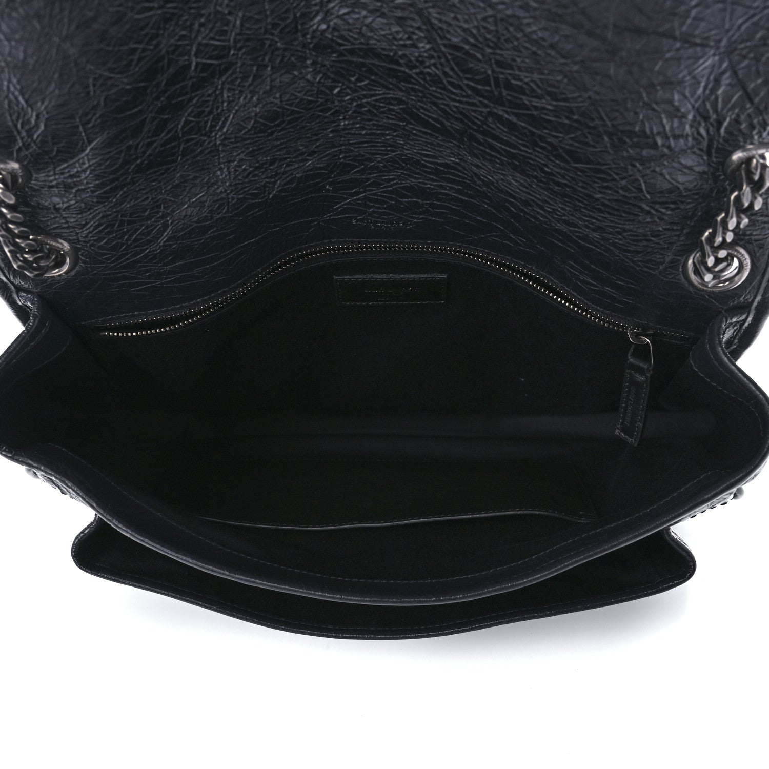 Saint Laurent Crinkled Calfskin Matelasse Monogram Large Niki Chain Satchel Deep Marine 4 of 11