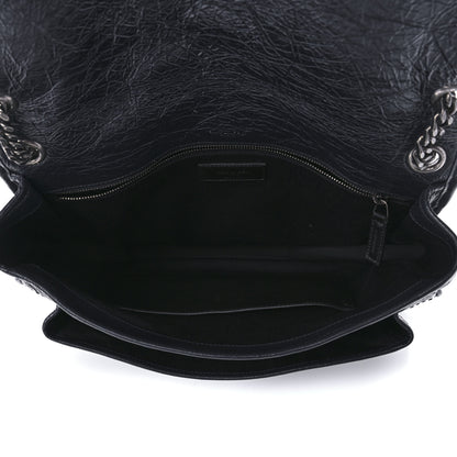 Saint Laurent Crinkled Calfskin Matelasse Monogram Large Niki Chain Satchel Deep Marine 4 of 11