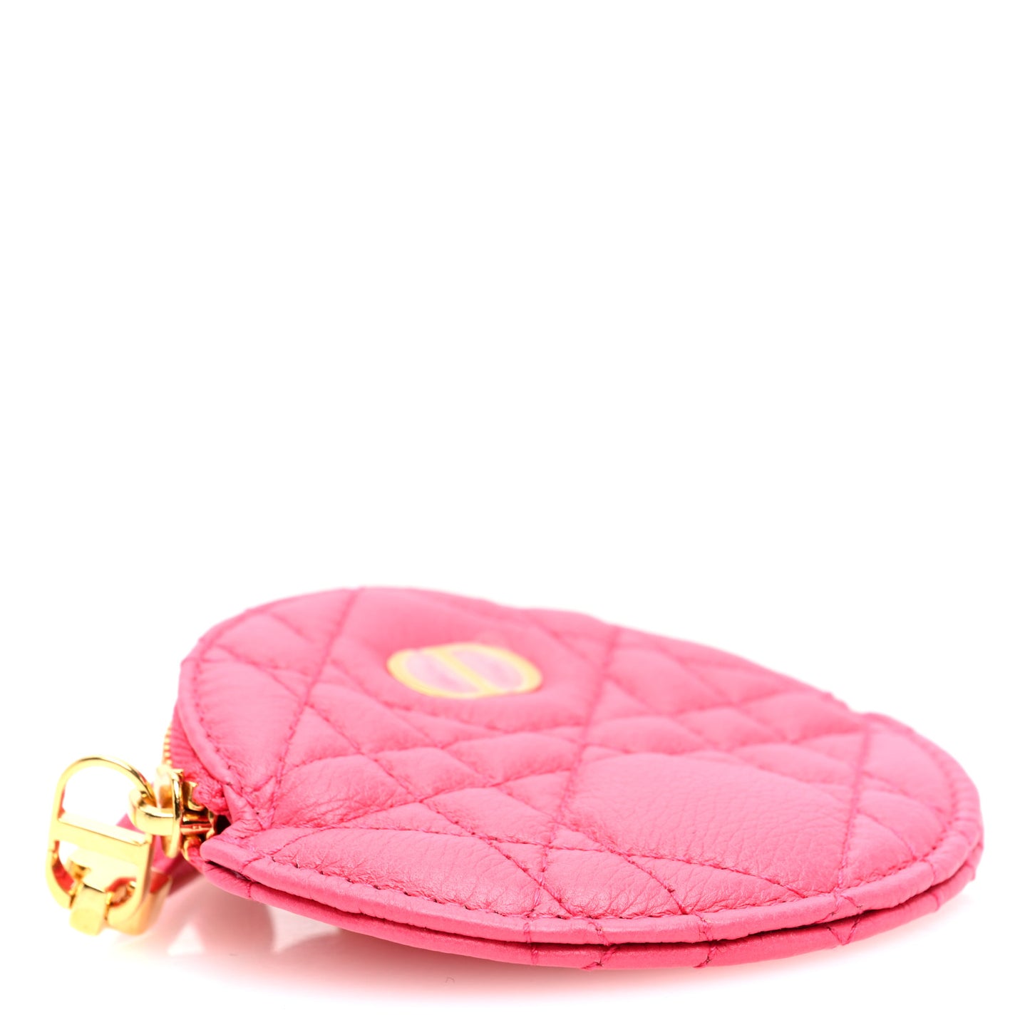 Supple Calfskin Cannage Round Caro Pouch With Chain Warm Fuchsia