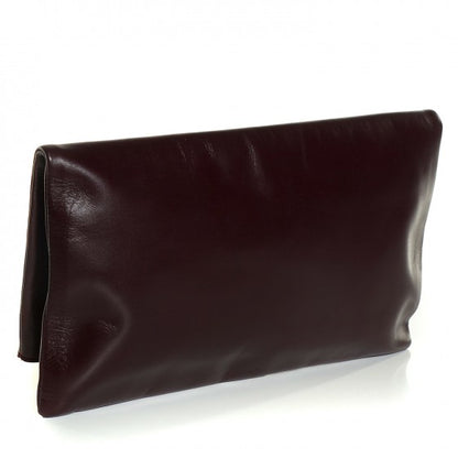Saint Laurent Smooth Calfskin Large Letters Fold-Over Clutch Burgundy 3 of 16