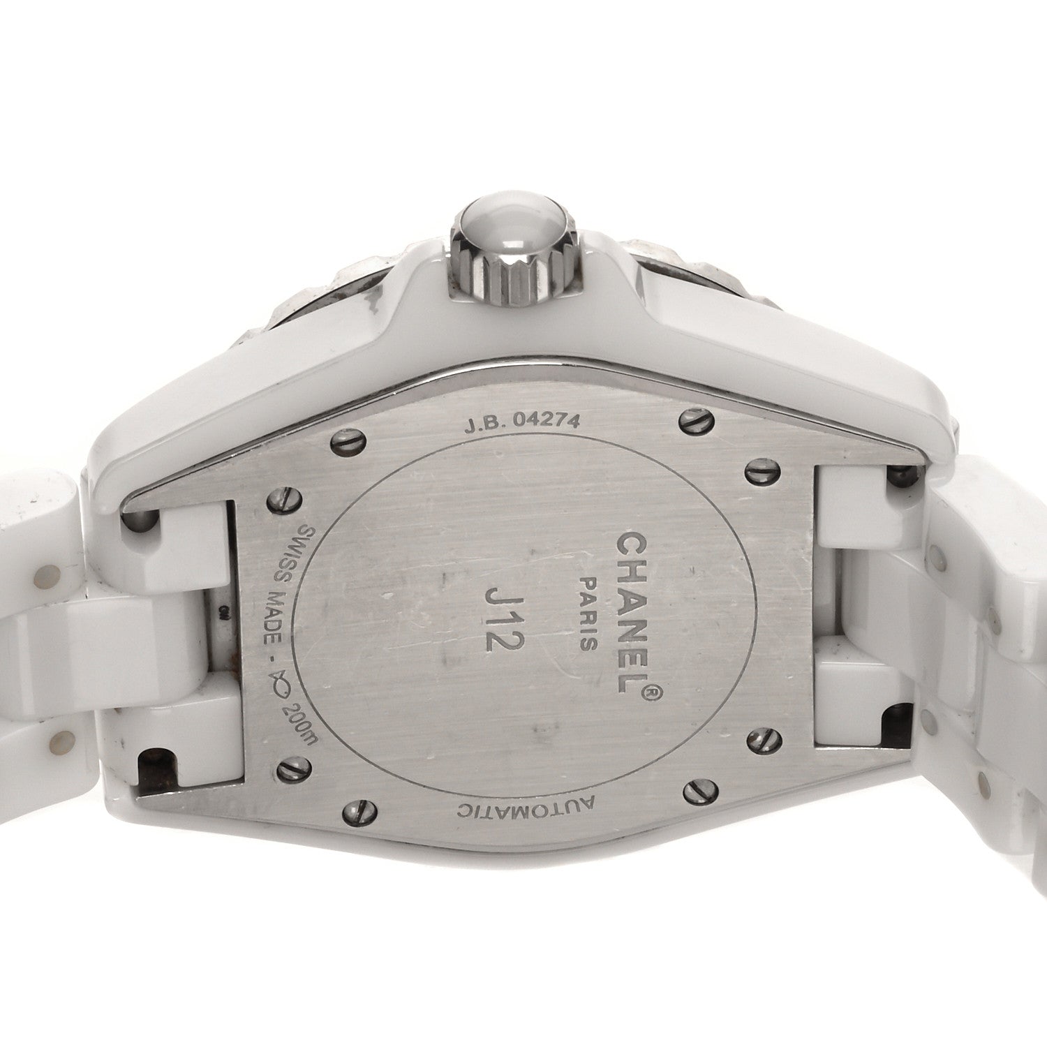 Chanel Stainless Steel Ceramic Diamond 38mm J12 Automatic Watch White 4 of 4