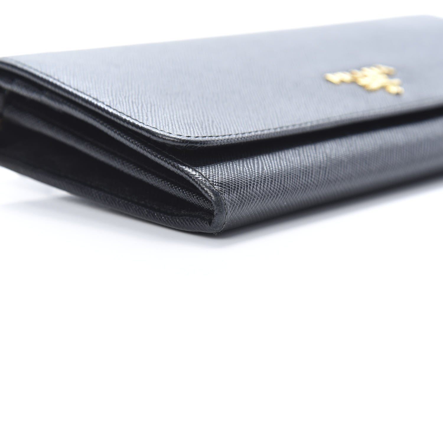 Prada Saffiano Metal Oro Chain Wallet Black 10 of 12