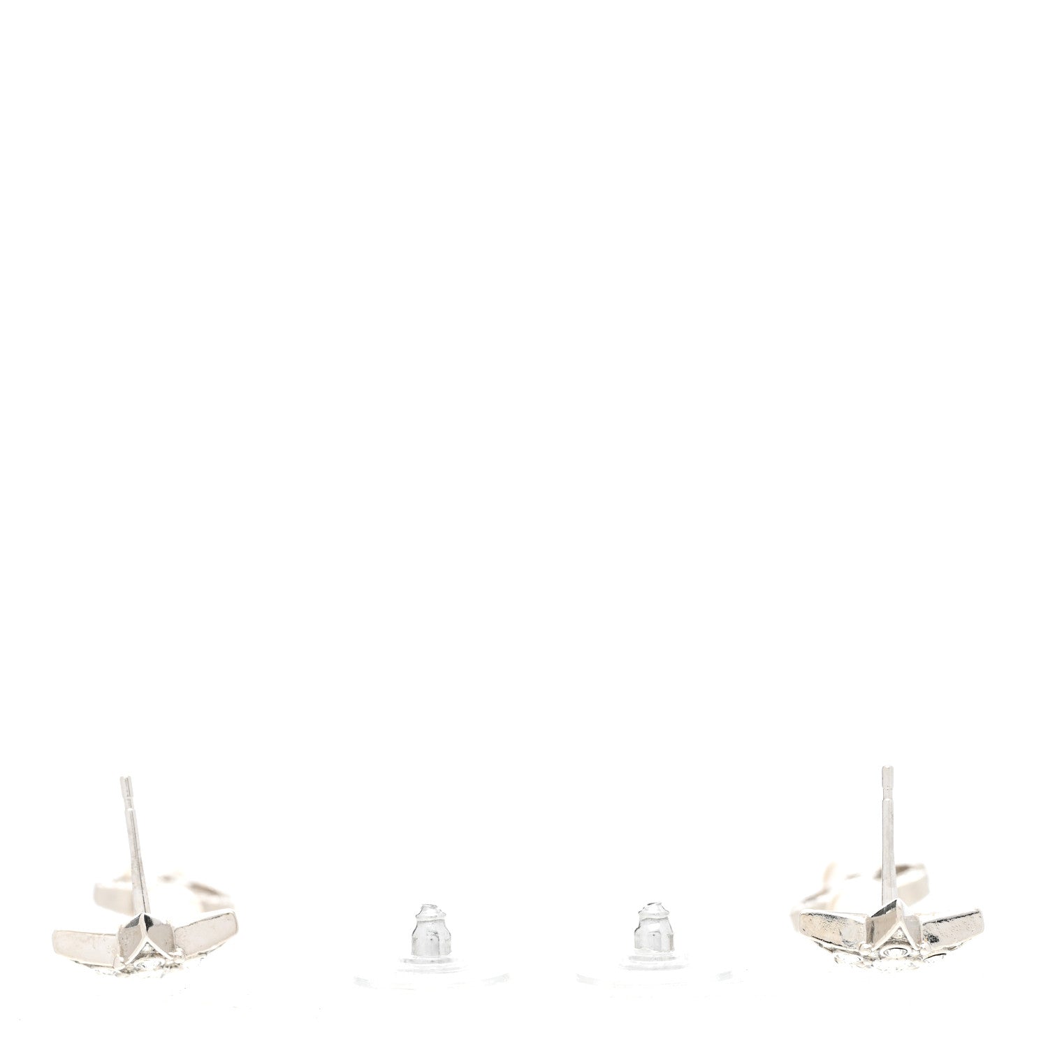 Chanel Crystal Pearl CC Star Drop Earrings Silver 3 of 4