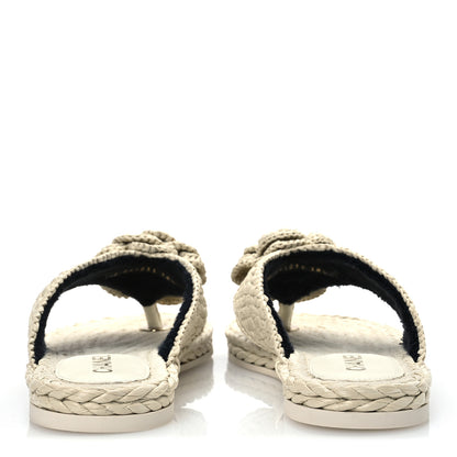 Chanel Raffia Camellia Flower Thong Sandals 38.5 Ivory 6 of 13