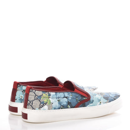 Gucci GG Supreme Monogram Blooms Womens Slip On Sneakers 38.5 Beige Blue Navy Red 4 of 9