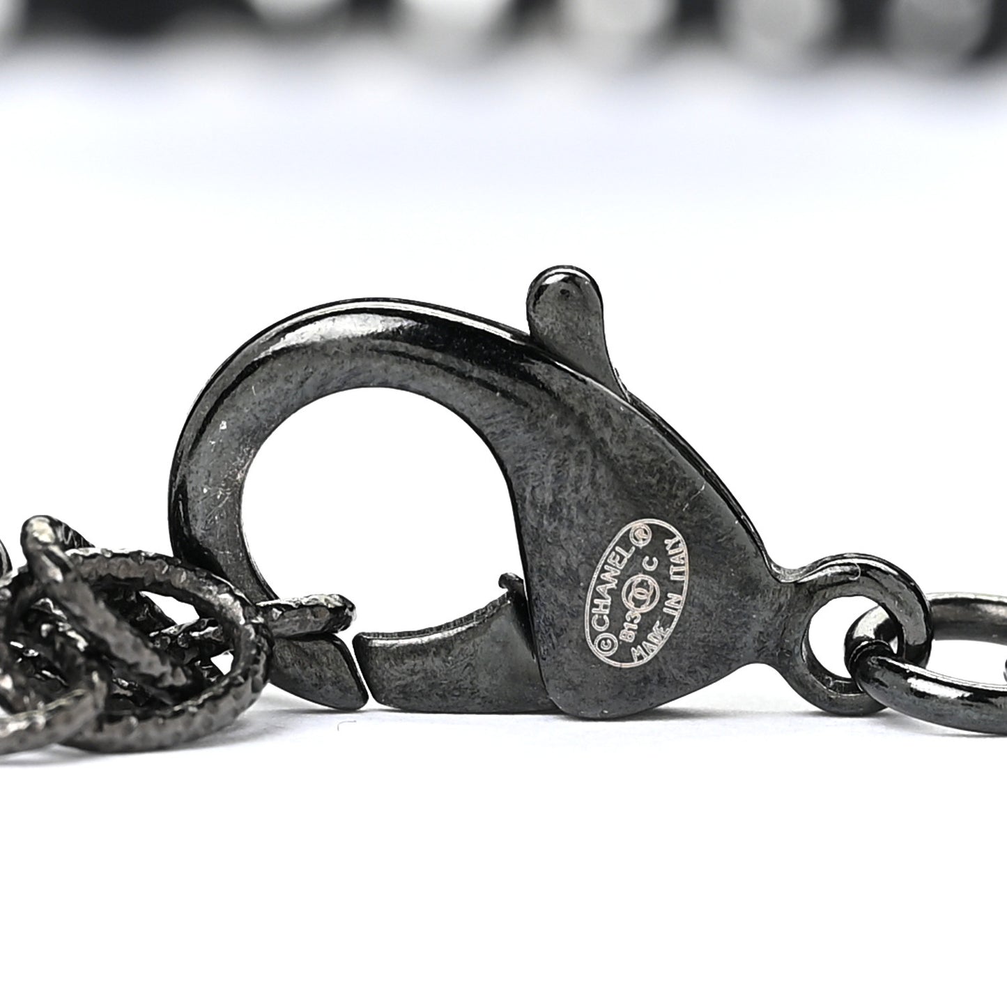 Enamel Flower Chain Choker Necklace Ruthenium Black