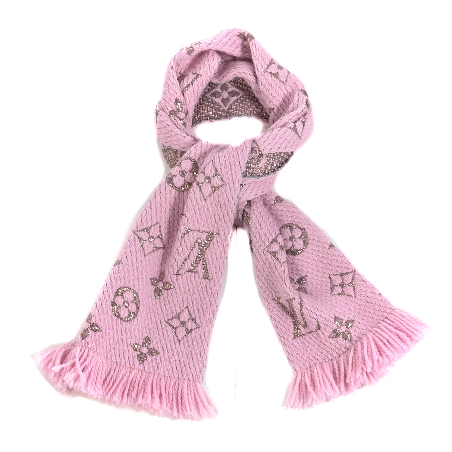 Louis Vuitton Wool Silk Logomania Shine Scarf Pink 1 of 4