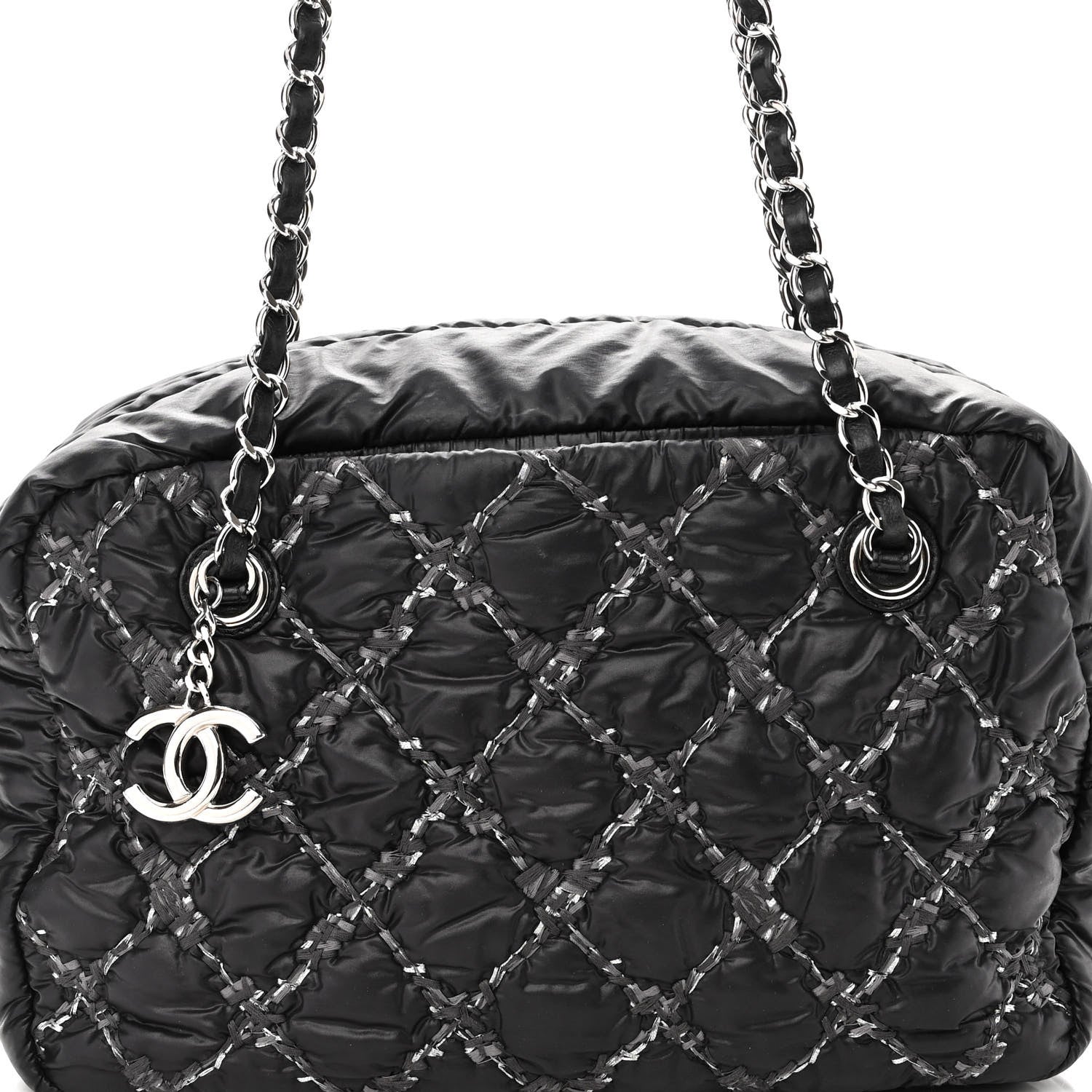 Chanel Nylon Quilted Tweed Stitch Bubble Camera Case Black 8 of 10