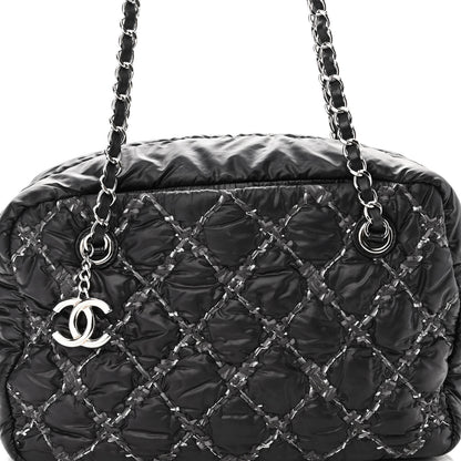 Chanel Nylon Quilted Tweed Stitch Bubble Camera Case Black 8 of 10