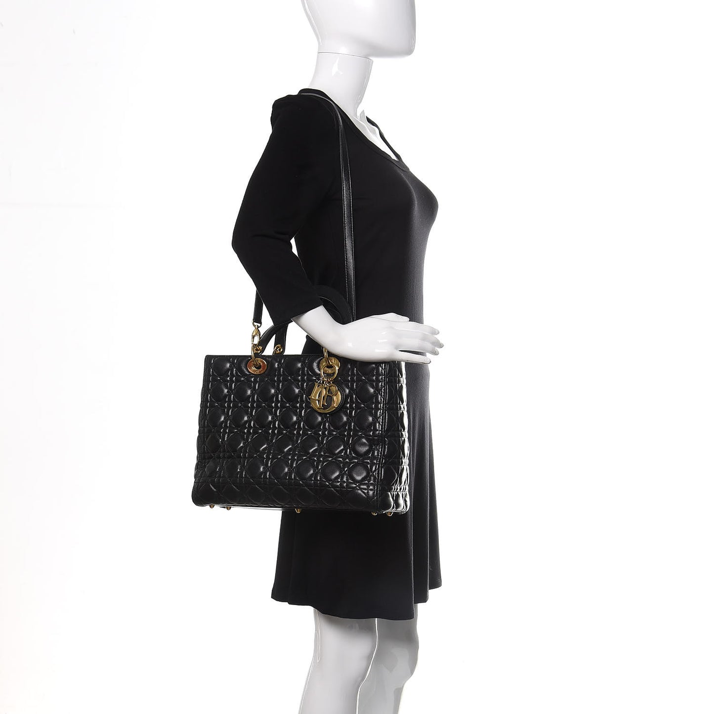 Lambskin Cannage Large Lady Dior Black