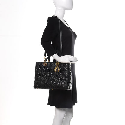 Christian Dior Lambskin Cannage Large Lady Dior Black 2 of 16