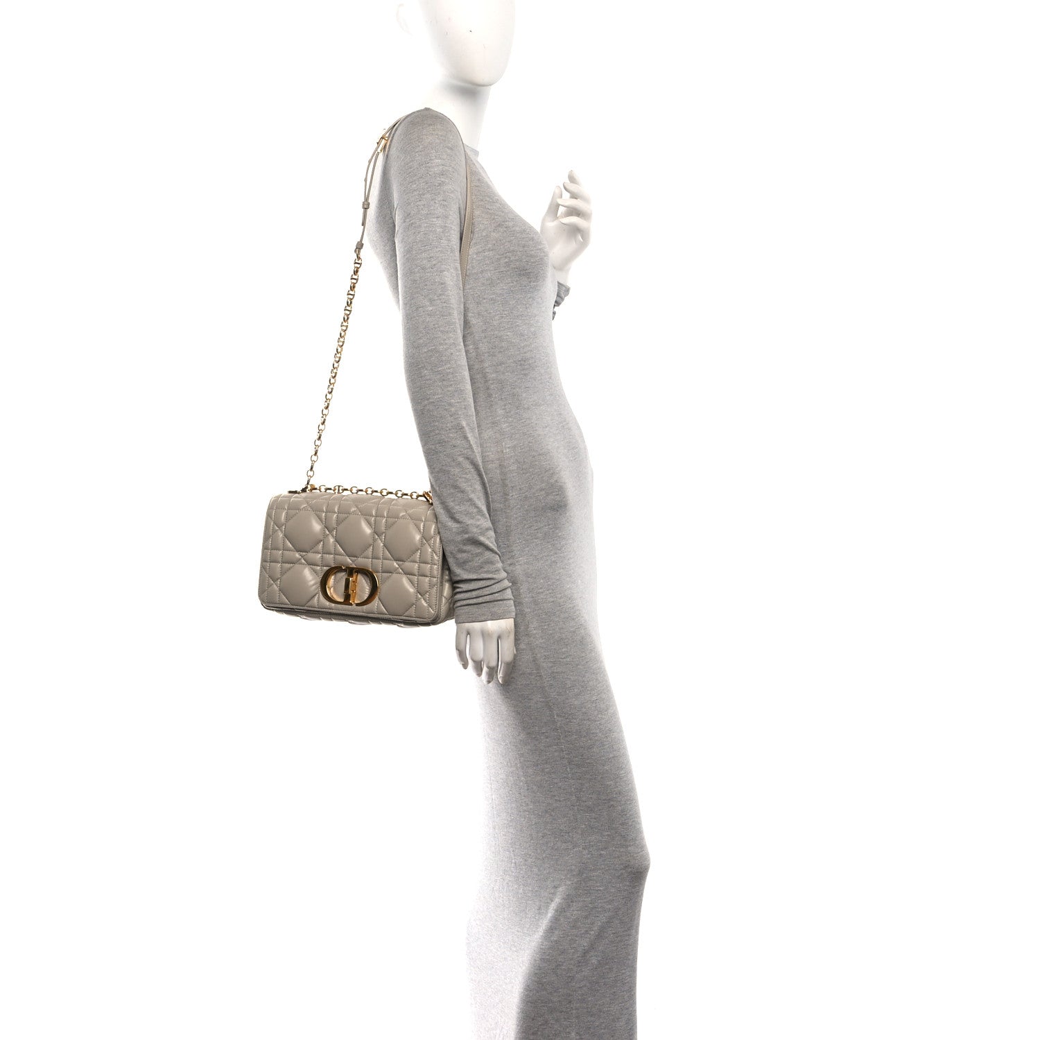 Christian Dior Calfskin Macrocannage Medium Caro Bag Sand 2 of 11
